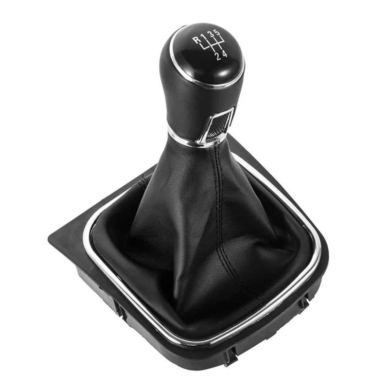 Auto-Schaltknauf Für VW Für Golf 6 5 Für Kaninchen Für Jetta MK5 MK6 2004-2014 Getriebe Stick Schaltknauf MT Hebel Griff Auto Innen Ersatz Teile Auto Schalthebel(5 Speed Leather Knob) von Awqmx