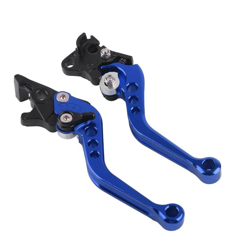 Bremshebel 2Pcs Motorrad Kupplung Brems Griff Trommel Hebel Geändert Horn Einstellbare Hand Hebel Motorrad Zubehör Aluminium Legierung Kupplungshebel Motorrad(Blau) von Awqmx