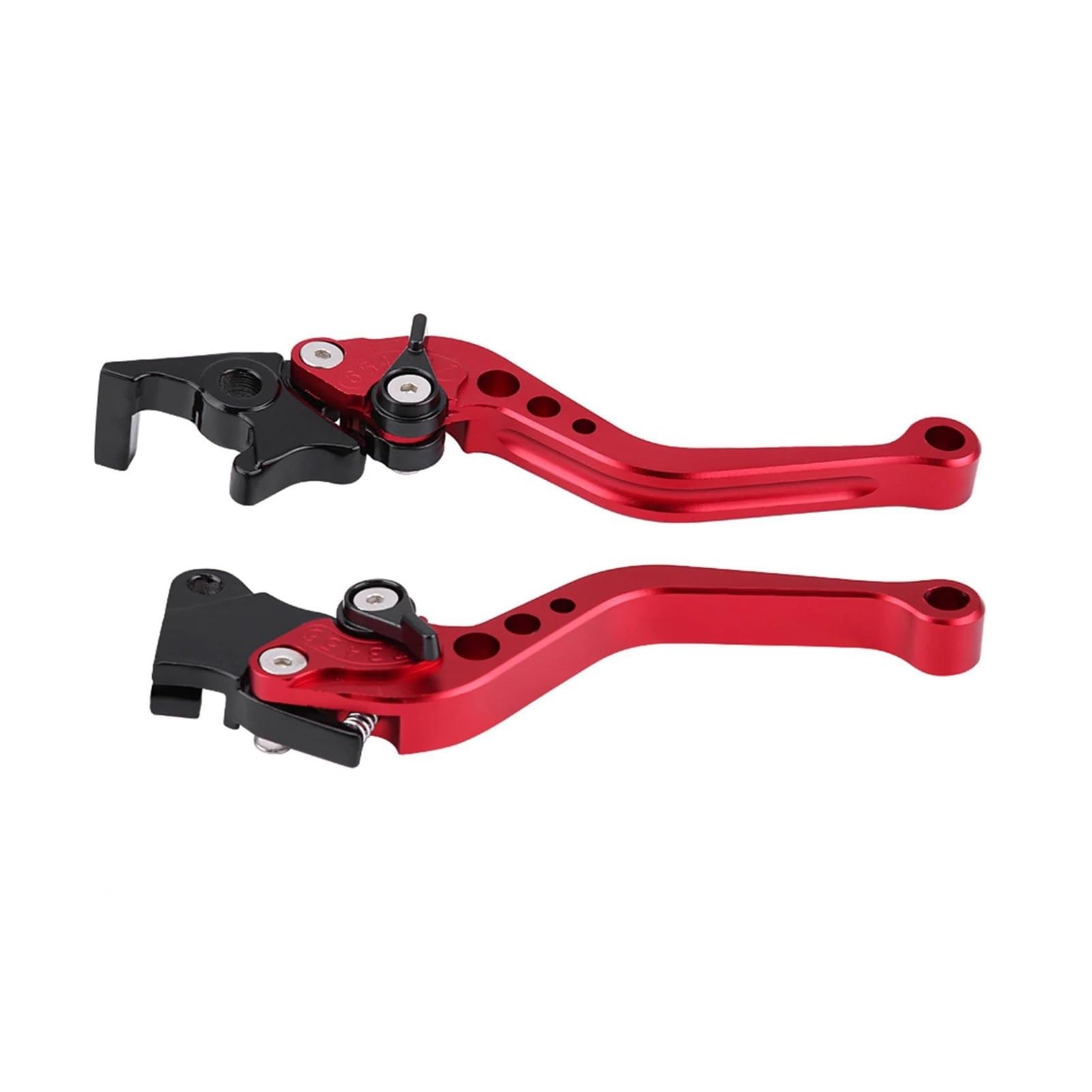 Bremshebel 2Pcs Motorrad Kupplung Brems Griff Trommel Hebel Geändert Horn Einstellbare Hand Hebel Motorrad Zubehör Aluminium Legierung Kupplungshebel Motorrad(Red) von Awqmx