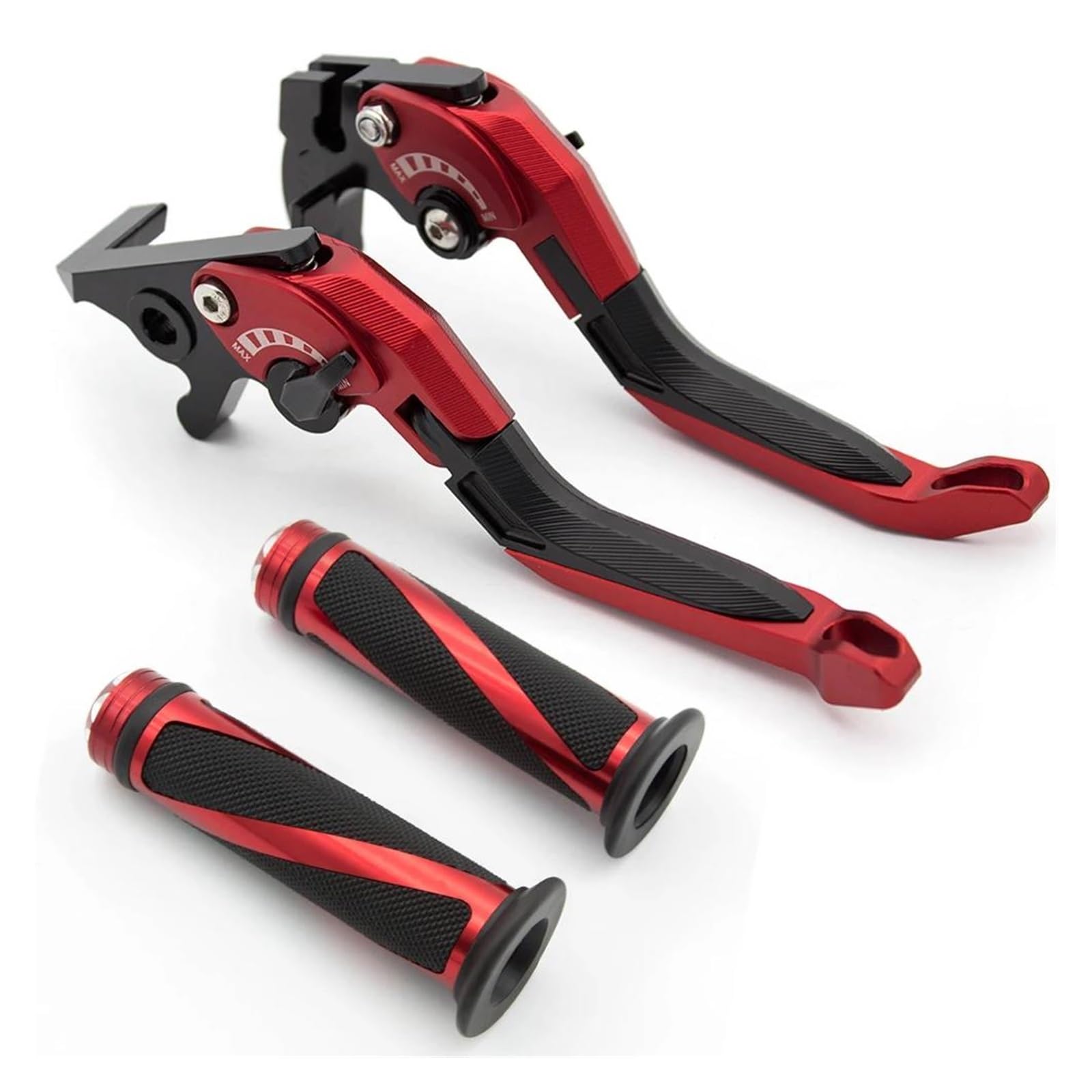 Bremshebel Für Daytona 675R 2011-2016 CNC 3D Verstellbare Faltbare Ausziehbare Motorradbremskupplungshebel Griffgriffe Set Kupplungshebel Motorrad(Red Lever-Grips) von Awqmx