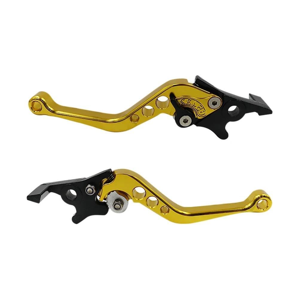 Bremshebel Universal CNC Legierung Motorrad Brems Griff Einstellbare Größe Moto Motorrad Bremshebel 2 Pcs Kupplung Griff Kupplungshebel Motorrad(Gold) von Awqmx