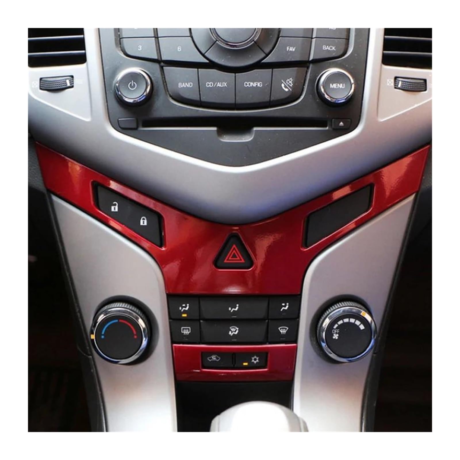 Dekorative Innenbereich Zubehör Für Chevrolet Für Cruze 2009-2015 Auto Zentrale Steuerung Panel Dekorative Patch Galvani Pailletten Zubehör Teil Interieur Zubehör(Red) von Awqmx