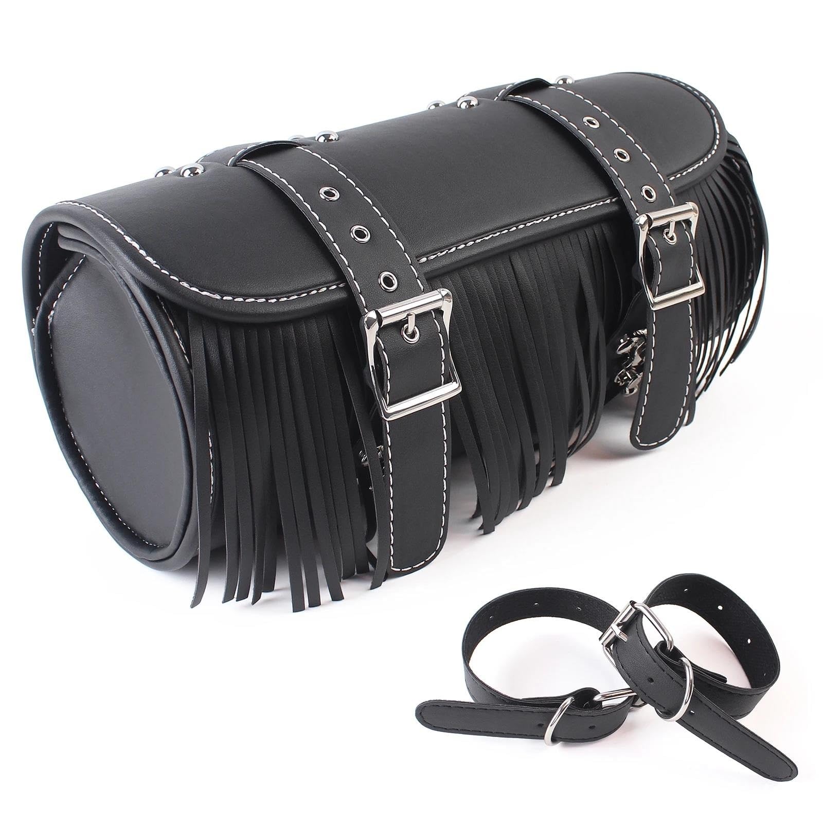 Leder & Satteltaschen Für Chopper Bobber Für Cruiser Für Sportster XL Motorrad Universal Satteltasche PU Leder Motorradtasche von Awqmx