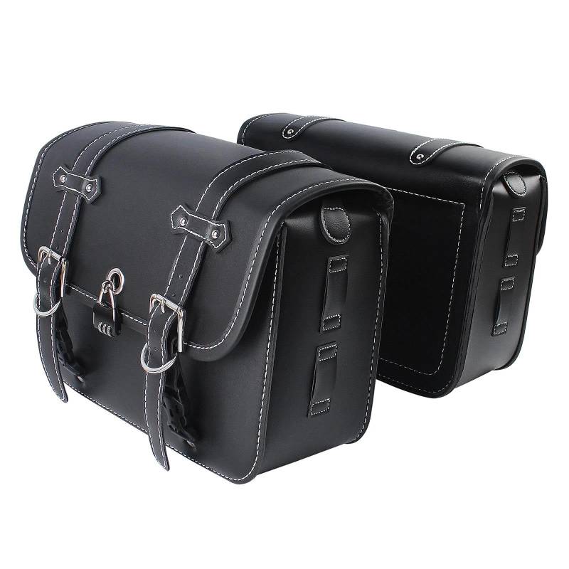 Leder & Satteltaschen Für Sportster Für XL 883 Für XL883 Für Suzuki Motorrad Universal Sattel Tasche Seite Tasche Lagerung Motorradtasche(Schwarz) von Awqmx