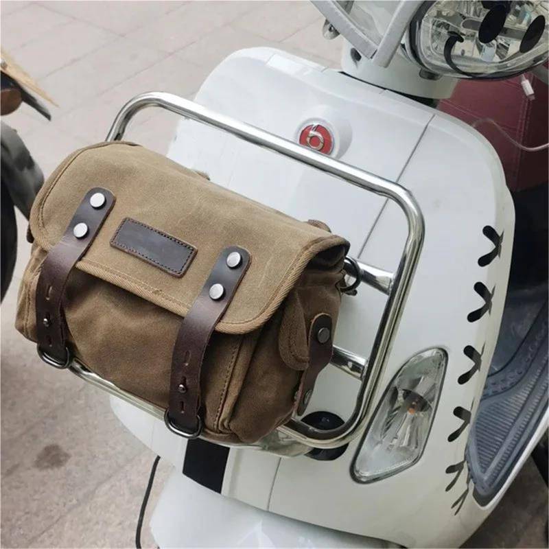 Leder & Satteltaschen Motorrad E Bike Tasche Schlosstasche wasserdichte Werkzeugtasche Hecktasche Motorradtasche(Khaki) von Awqmx