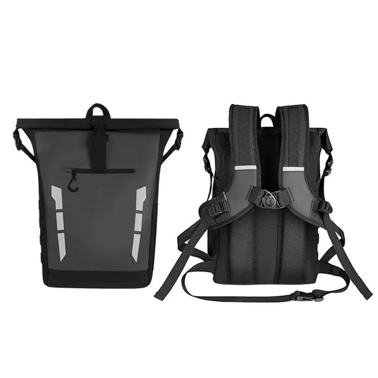 Leder & Satteltaschen Motorrad Rucksack Lässig Reflektierend Fahrradrucksack Große Kapazität Wasserdichter Motorradtasche(Schwarz) von Awqmx