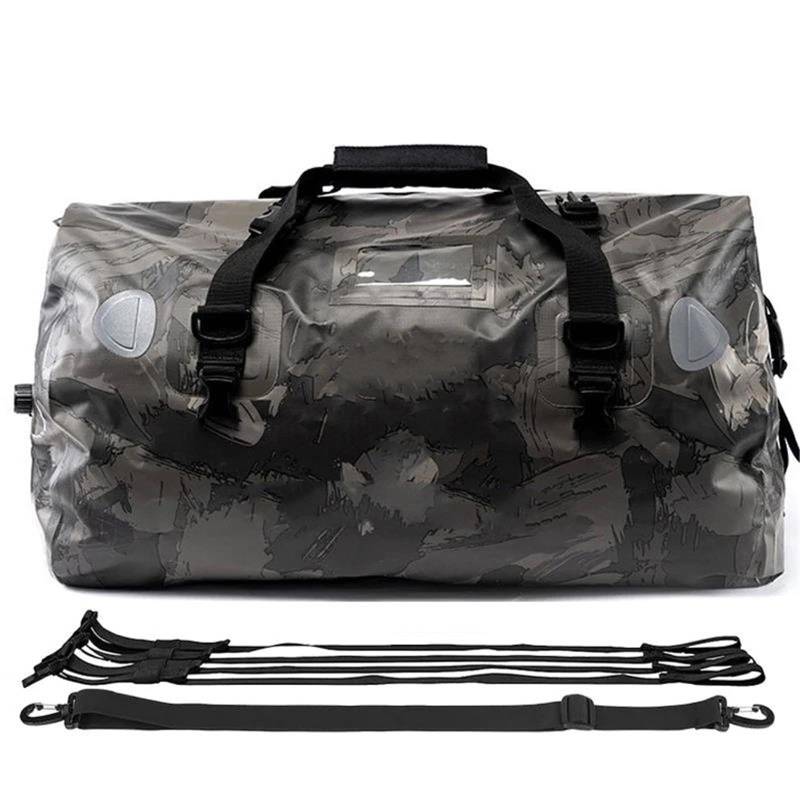 Leder & Satteltaschen Universa Motorrad Hecktasche Aufbewahrung Reise Trockentasche Gepäck Rucksack Sitztasche Motorradtasche(Camouflage) von Awqmx