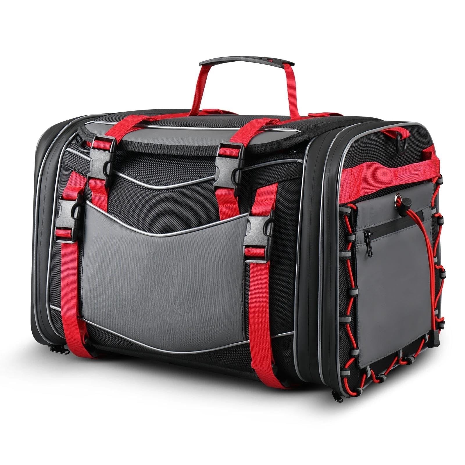 Leder & Satteltaschen Universal Motorrad Schwanz Tasche 38L/53L Reise Gepäck Sattel Tasche Für R1200GS R1250GS LC ADV F850GS F750GS Motorradtasche(Red) von Awqmx