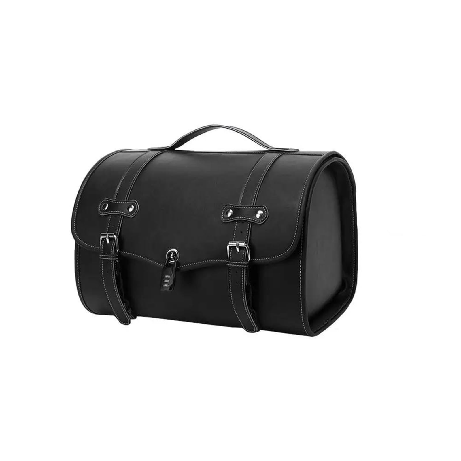 Leder & Satteltaschen Universelle Motorrad Roller Elektrofahrzeug Retro-Rücksitztasche Helm Aufbewahrungstasche Motorradtasche(Schwarz) von Awqmx