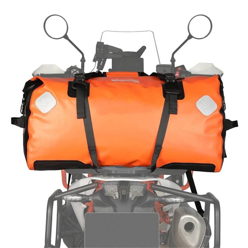 Leder & Satteltaschen Universelle Motorrad Satteltasche 20 L/45 L/65 L wasserdichte Rücksitz Hecktasche Schnell Trocknende Reisetasche Motorradtasche(60L-Orange) von Awqmx