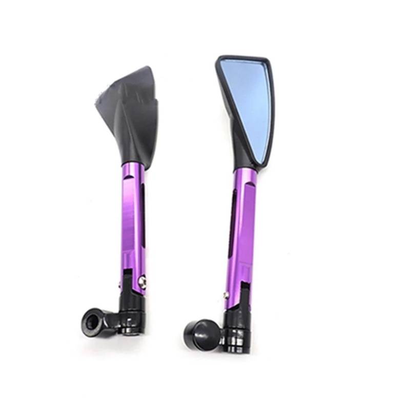 Motorrad Rückspiegel CNC Aluminium Custom Motorrad Rearview Außenspiegel 8mm 10mm Für Kawasaki Für Z750 Für NINJA250 Für R1 Für R6 FZ6 Für Suzuki Motorrad Spiegel(Purple) von Awqmx