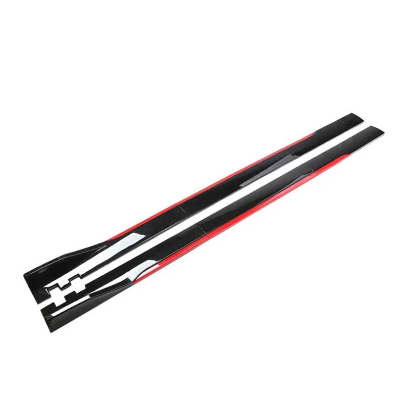 Seitenschweller 2M/2,2M Auto Universal Seitenschweller Verlängerung Rocker Panels Lip Splitter 6PCS Seite Spoiler ABS Auto Seitenschweller(1Black red 2.2m) von Awqmx