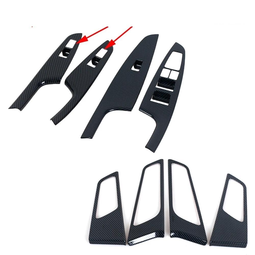 Verkleidung der Konsolenverkleidung Für Hyundai Für Tucson 2015 2016 2017 2018-2020 Carbon Fiber Innen Aufkleber Auto Fensterheber Schalter Taste Panel Schalter Trim Mittelkonsole Dekor(1set With Butt von Awqmx