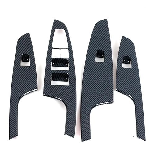 Verkleidung der Konsolenverkleidung Für Hyundai Für Tucson 2015 2016 2017 2018-2020 Carbon Fiber Innen Aufkleber Auto Fensterheber Schalter Taste Panel Schalter Trim Mittelkonsole Dekor(Window-4pcs) von Awqmx