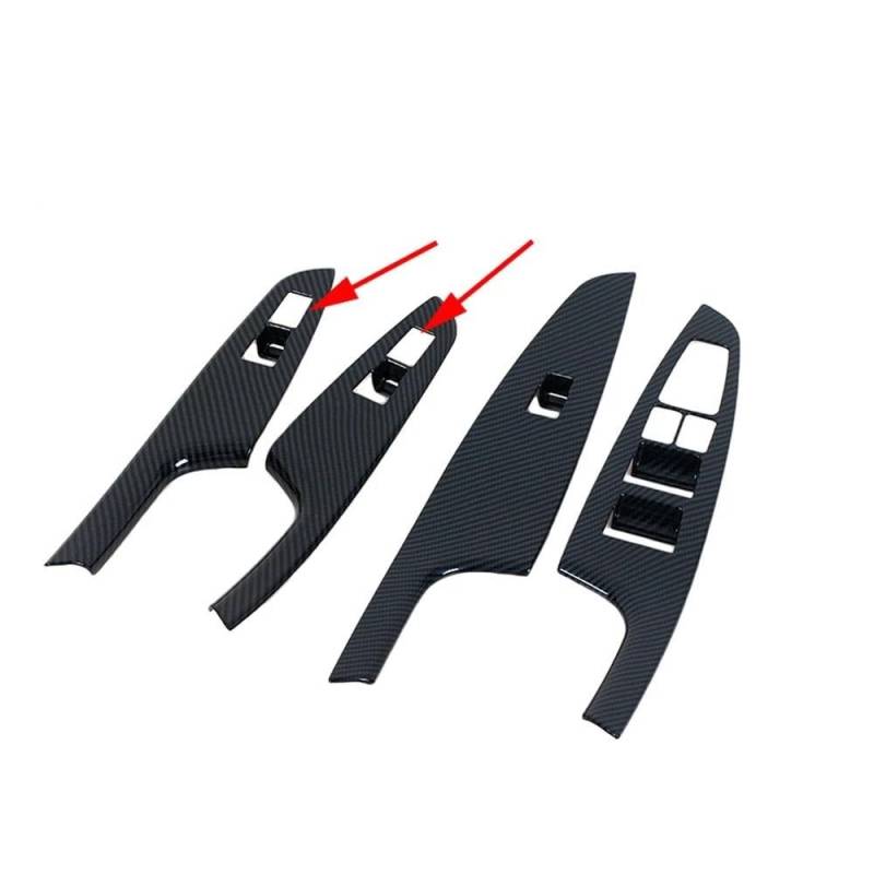 Verkleidung der Konsolenverkleidung Für Hyundai Für Tucson 2015 2016 2017 2018-2020 Carbon Fiber Innen Aufkleber Auto Fensterheber Schalter Taste Panel Schalter Trim Mittelkonsole Dekor(with Button) von Awqmx