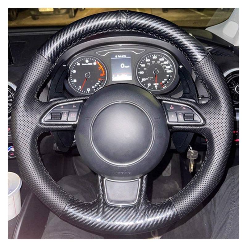 Auto Lenkradschutz Für A1 A3 A4 2015-2016 A7 2012-2018 S7 2013-2018 RS7 2014-2015 Hand-Stitched Carbon Fiber Suede Leather Car Steering Wheel Cover Lenkradschoner(Stil 1) von Axexnejv