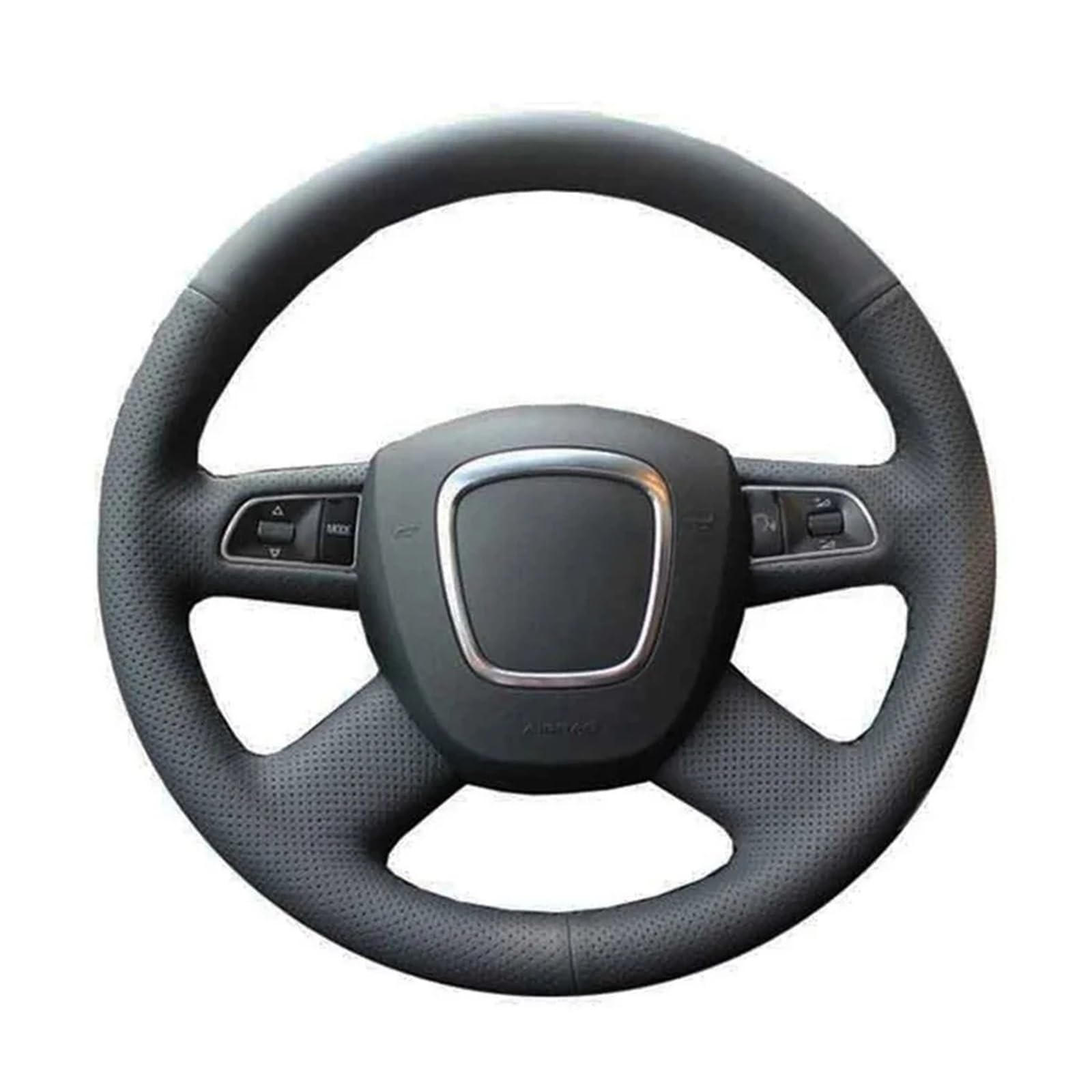 Auto Lenkradschutz Für A4 B7 B8 A6 C6 2004–2011 Q5 2008–2012 Q7 handgenähtes Autozubehör, künstliches Leder, Auto-Lenkradbezug Lenkradschoner(Black Thread) von Axexnejv