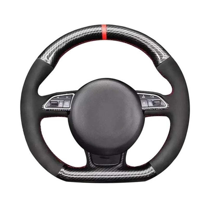 Auto Lenkradschutz Für A5 A7 RS7 S7 SQ5 S6 S5 RS5 S4 RS4 S3 2012-2018 Auto Zubehör Schwarz Carbon Faser Wildleder Leder Auto Lenkrad Abdeckung Lenkradschoner(Gray Thread) von Axexnejv