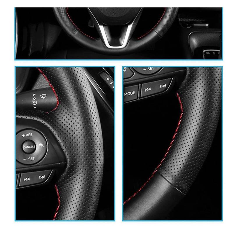 Auto Lenkradschutz Für A6 (C7) 2012-2016 Q7 2013-2015 A8 2011-2016 S8 2013 Schwarz Kunstleder Auto Lenkrad Abdeckungen Fall Lenkradschoner(White Thread) von Axexnejv