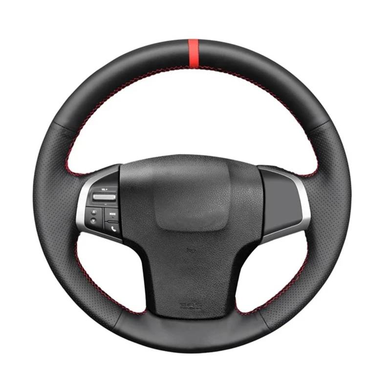 Auto Lenkradschutz Für Holden Für Colorado AU 2012 2013 2014 2015 2016 2017 2018 2019 Anti-Slip Leder Geflecht Auto Lenkrad Abdeckung Lenkradschoner(Red Thread) von Axexnejv