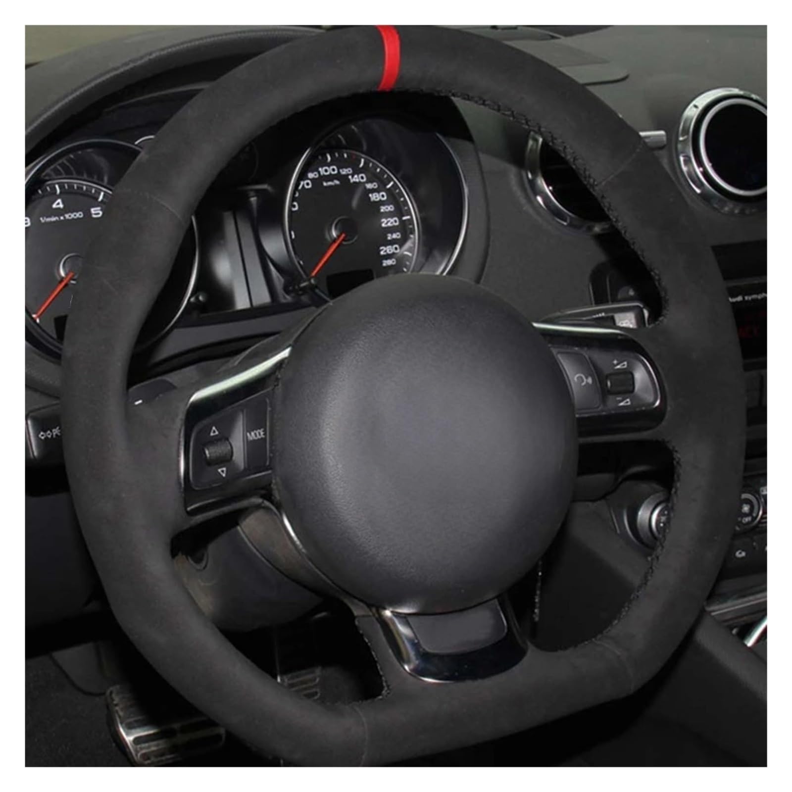 Auto Lenkradschutz Für TT 2008-2013 DIY handgenähte Schwarze Wildleder-Auto-Lenkradabdeckung Lenkradschoner(Gray Thread) von Axexnejv