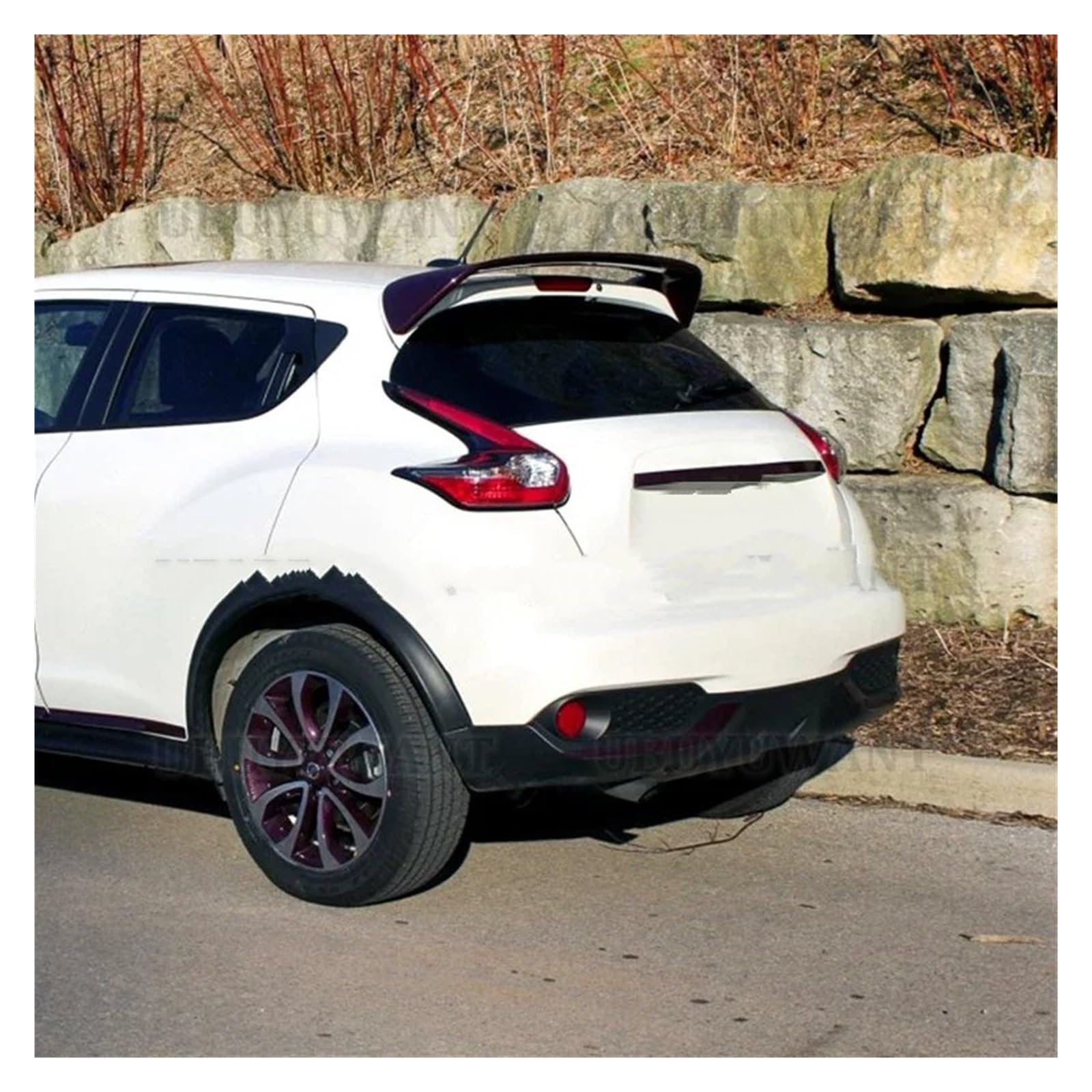 Heckspoiler Für Nissan Für Juke Spoiler 2008-2015 ABS Material Auto Hinten Flügel Primer Farbe Heckspoiler Auto Spoiler Wing(Carbon Fiber Patter) von Axexnejv