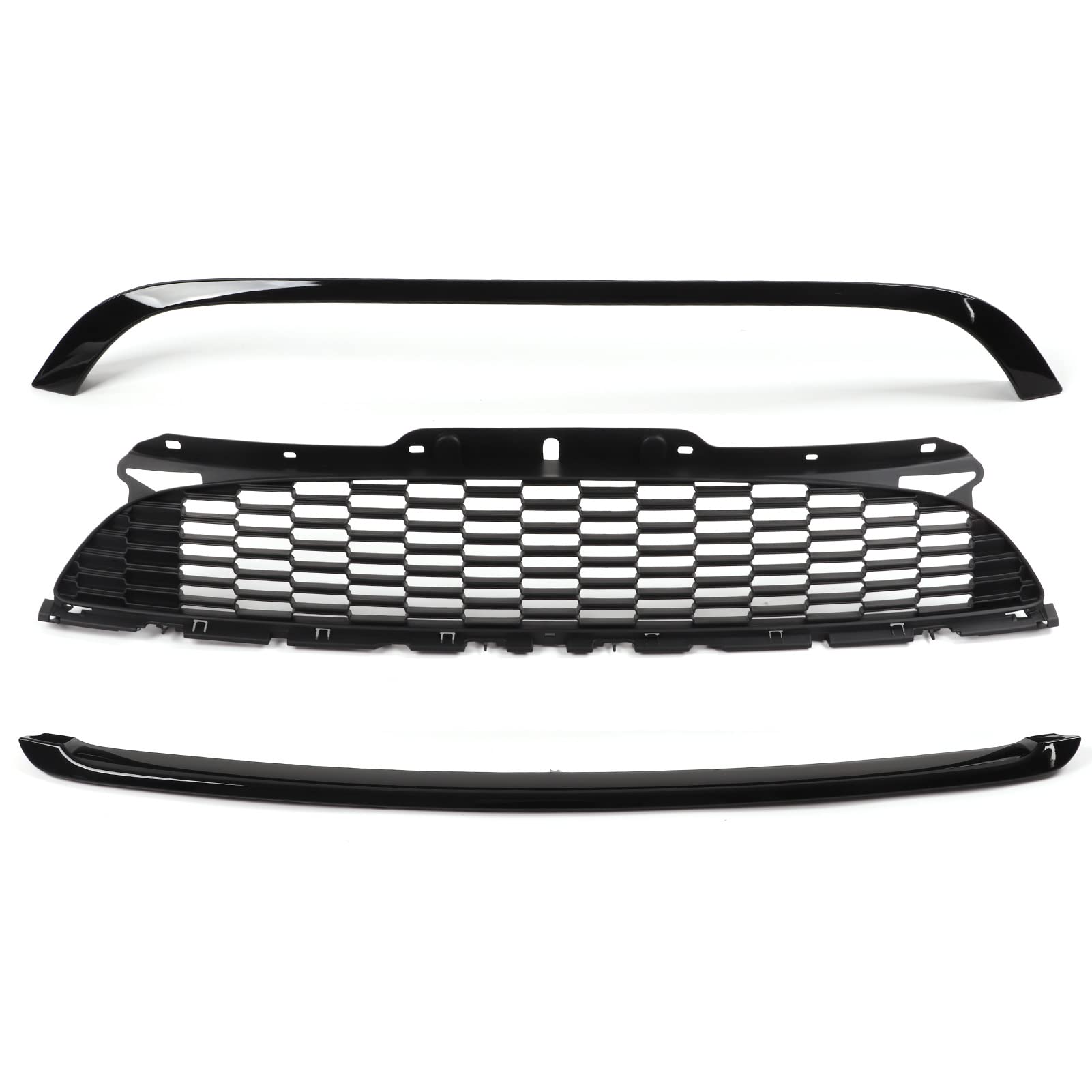 Ersatz-Frontstoßstangengitter, Wabengitter-Umrandungsabdeckungs-Zierkits für Mini Cooper R55 R56 R57 R58 R59 S JCW, ABS-Einsätze Mesh Glänzend Schwarz von Ayayu