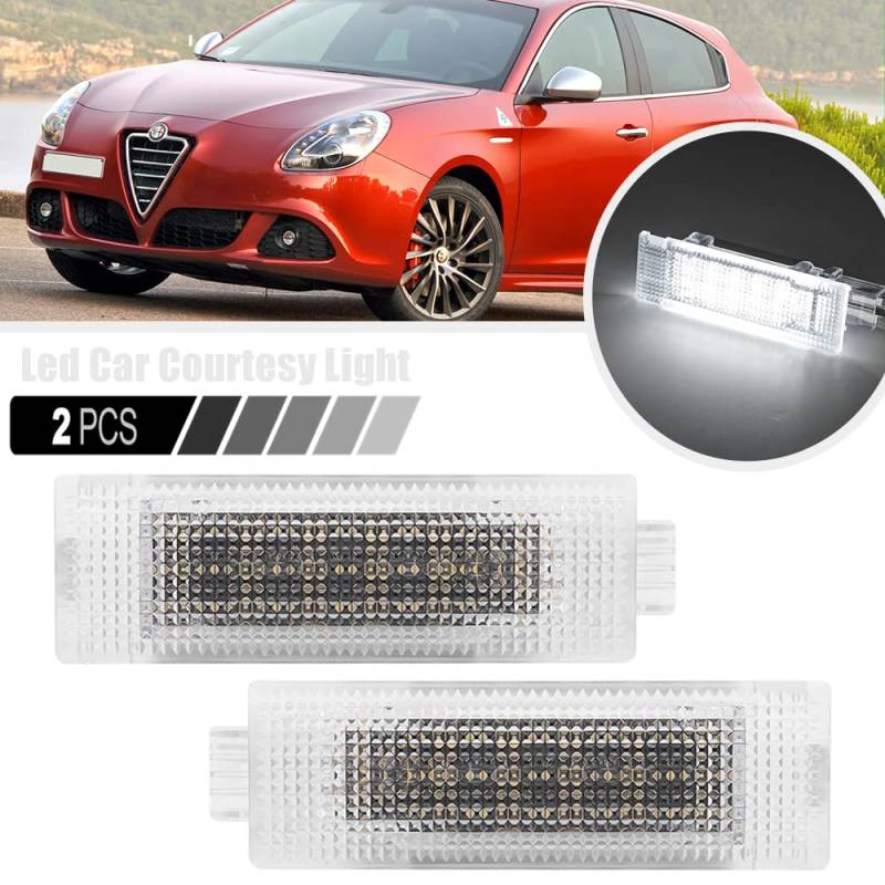 Ayikeiy 2X LED-Innenleuchten für Autotür türbeleuchtung Kofferraumbeleuchtung Innenbeleuchtung weiß kompatibel mit Alfa Romeo Giulietta Mito Brera GT Spider Giulia Stelvio 166 147 156 159 4C von Ayikeiy