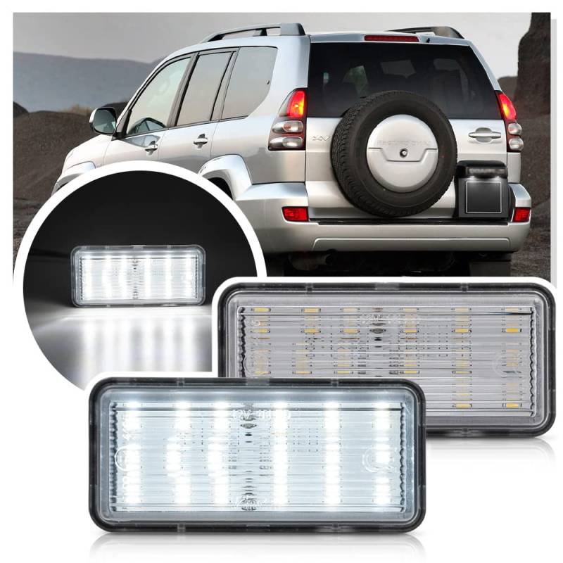 LED Weiß Kennzeichenbeleuchtung hinten nummernschildbeleuchtung kompatibel mit Toyota Land Cruiser 100 120 200 Prado 120 Reiz 4D mit Lexus LX470 LX570 von Ayikeiy