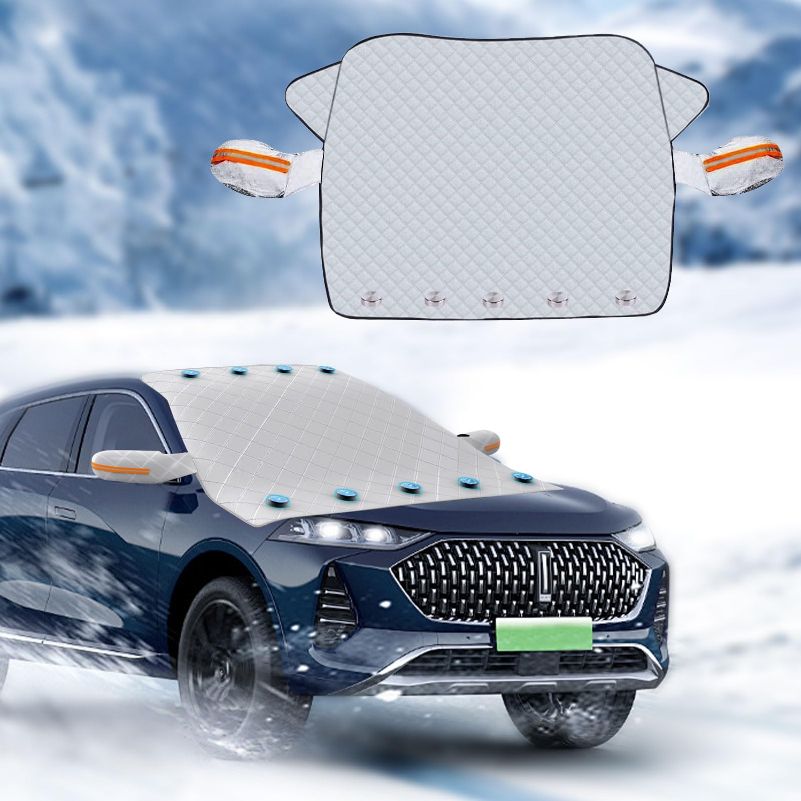 Ayizhiniu Scheibenabdeckung Auto Winter, Frontscheibenabdeckung Auto, Faltbare Windschutzscheibenabdeckung mit 9 Magnet Fixierung, Anwendbar auf Autoschutz im Winter Ausrüstung von Ayizhiniu