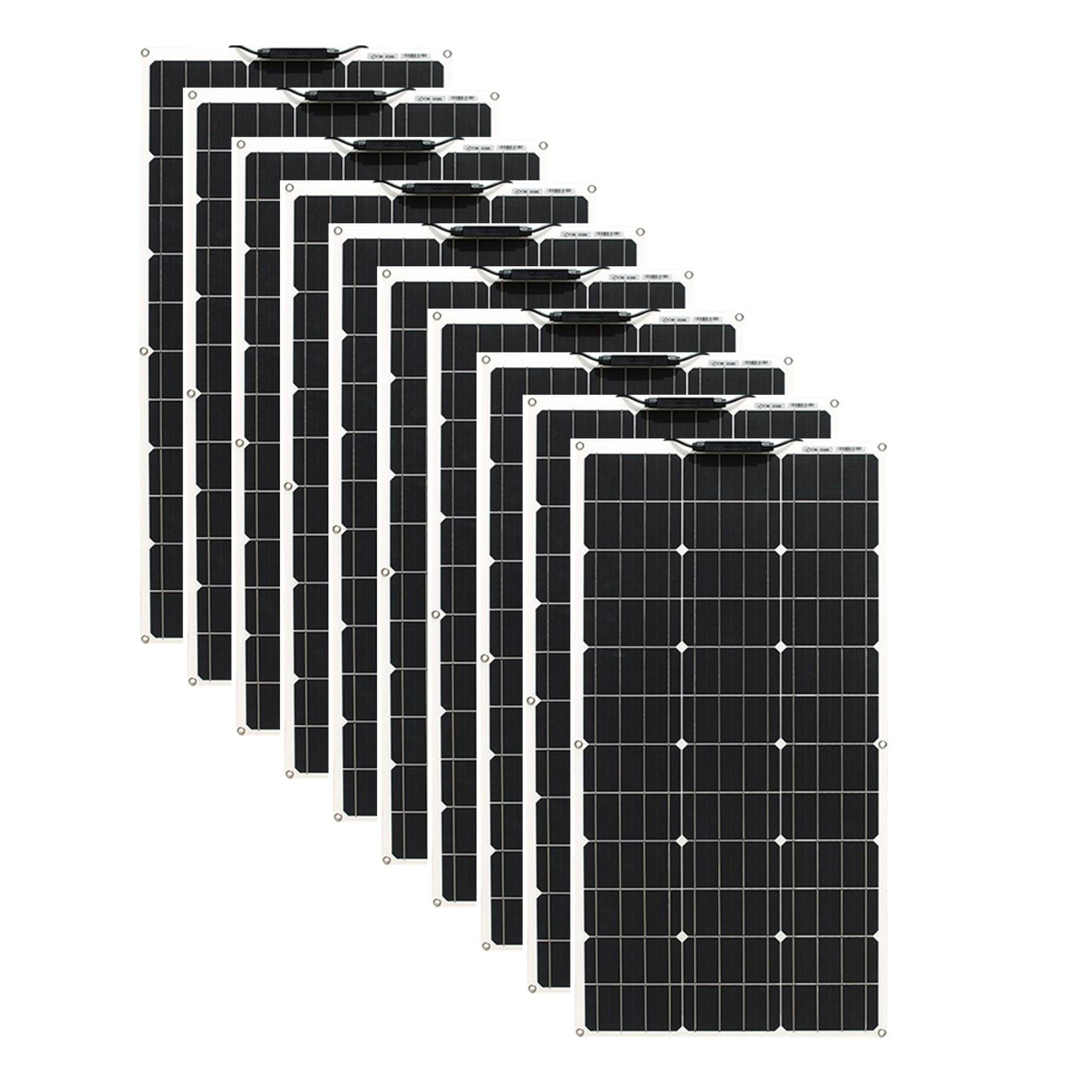 Aysolar 1000W Flexibel Solarpanel (10 Stück 100W) 18V Monokristalline Flexible Solarmodul Off-Grid für Marine, Wohnmobil, Anhänger, Boot, Kabine, Van, Auto, Batterieladung von Aysolar