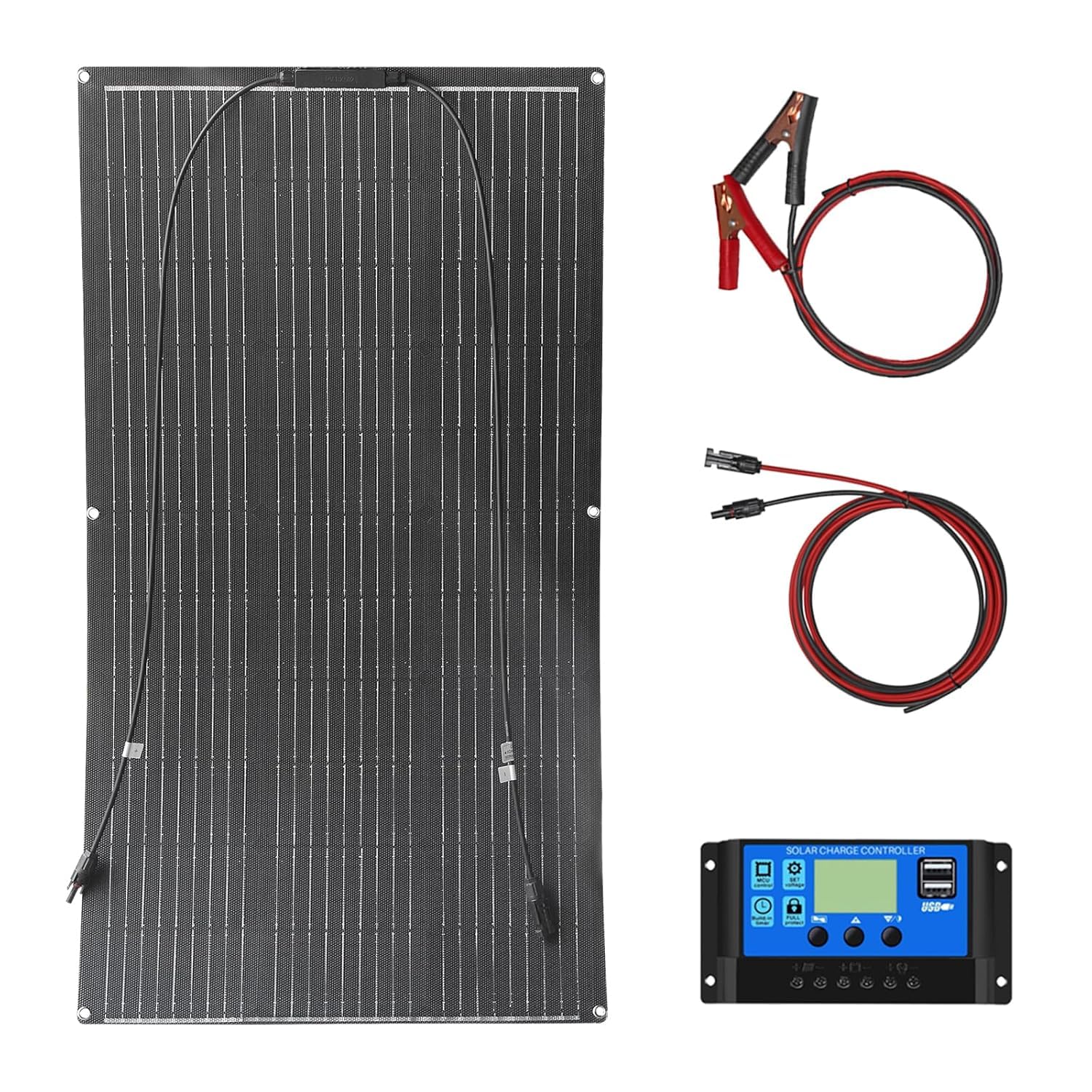 Aysolar 100W 12V ETFE Solarpanel Flexibel Kit 12V Off-Grid System: 1 Stück 100W Monokristalline Solarmodule mit 10A Laderegler für 12V Batterien, Wohnmobil,Boote, Wohnwagen, Van von Aysolar