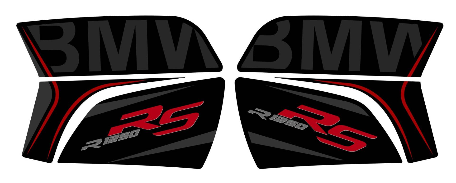 KIT 2 Stickers FÜR SEITLICHE FÄLLE KOMPATIBEL MIT BMW R 1250 RS VR1250RS (Black RED) von Az Graphishop