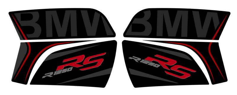 KIT 2 Stickers FÜR SEITLICHE FÄLLE KOMPATIBEL MIT BMW R 1250 RS VR1250RS (Black RED) von Az Graphishop