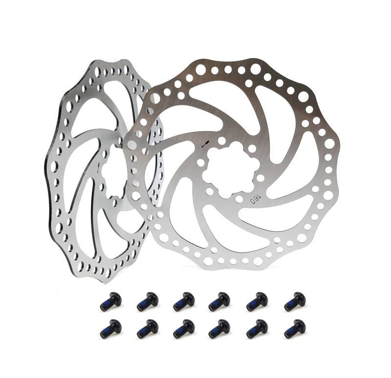 Fahrrad Bremsscheibe 160mm Edelstahl Fahrrad Bremsscheiben 2 Stück mit 12 Schrauben rostfreie Fahrradbremse von Azatemgo