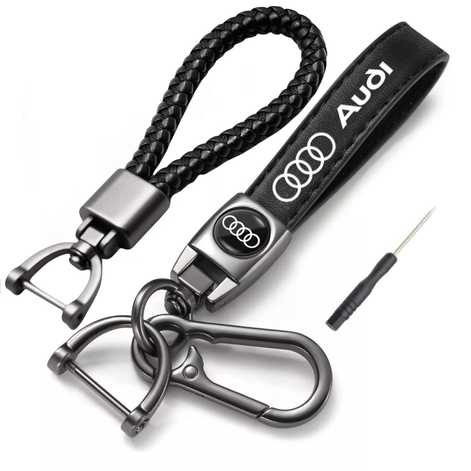 Aziool Premium geflochtene Leder Schlüsselanhänger Set - Stilvolle und langlebige Schlüsselanhänger Auto und Motorrad keychains - Geschenk für Autofahrer und geliebte Menschen von Aziool