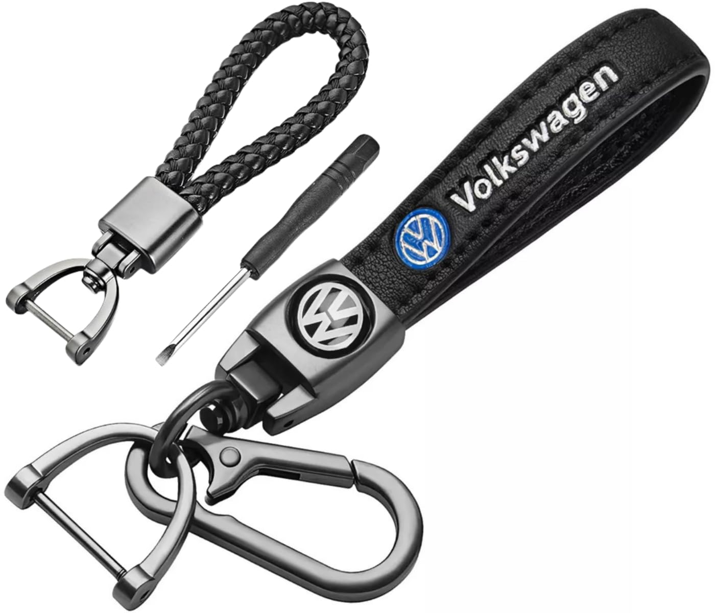 Aziool Premium geflochtene Leder Schlüsselanhänger Set - Stilvolle und langlebige Schlüsselanhänger Auto und Motorrad keychains - Geschenk für Autofahrer und geliebte Menschen von Aziool