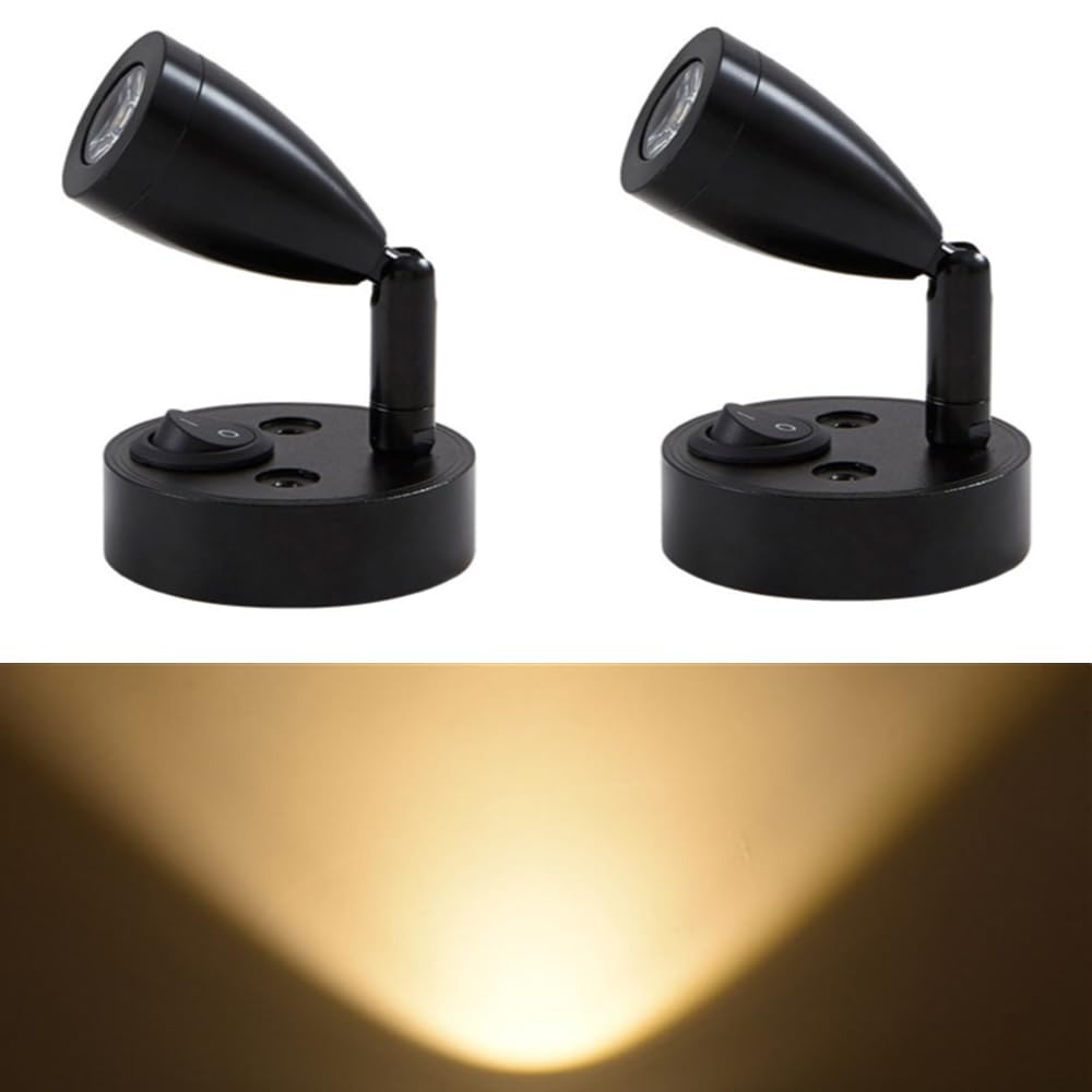 2 Stück 3W 12V LED Wandlampe Bettseite Leselampe Wohnmobil,Warmweiß 3000k,Aluminium,für Boot Wohnwagen Innenbeleuchtung Yacht, Fest verdrahtet Wandmontage-schwarz von AzulLanse