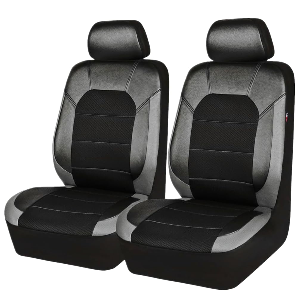 2 Stück Universal Schonbezüge PU Leder Sitzschoner,Auto-Sitzbezüge Vordersitze Kunst Leder,Sitzbezüge Seitenairbag universell,für Autositz Vorne für die meisten Autos LKWs Lieferwagen SUVs-grau von AzulLanse