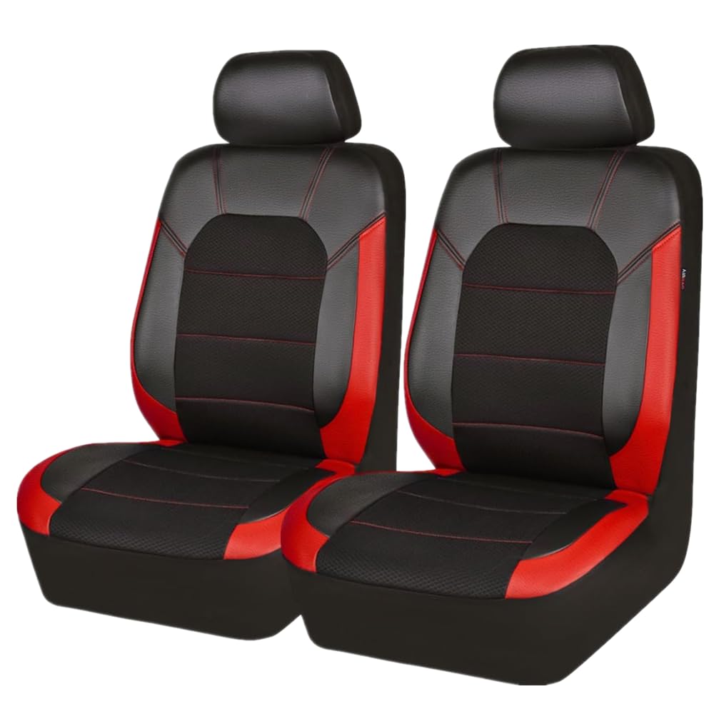 2 Stück Universal Schonbezüge PU Leder Sitzschoner,Auto-Sitzbezüge Vordersitze Kunst Leder,Sitzbezüge Seitenairbag universell,für Autositz Vorne für die meisten Autos LKWs Lieferwagen SUVs -rot von AzulLanse