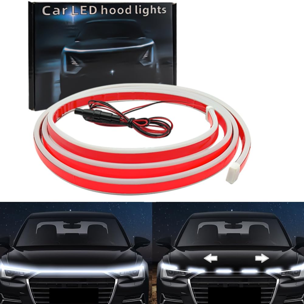 Led Hood Light Strip Außen Auto Led Strip Licht,2M wasserdicht Flexible DRL Dynamic Scan Start Up Hoodbeam Kit Tagfahrlicht für Auto,LKW,SUV 12V,2 Meter-weiß von AzulLanse