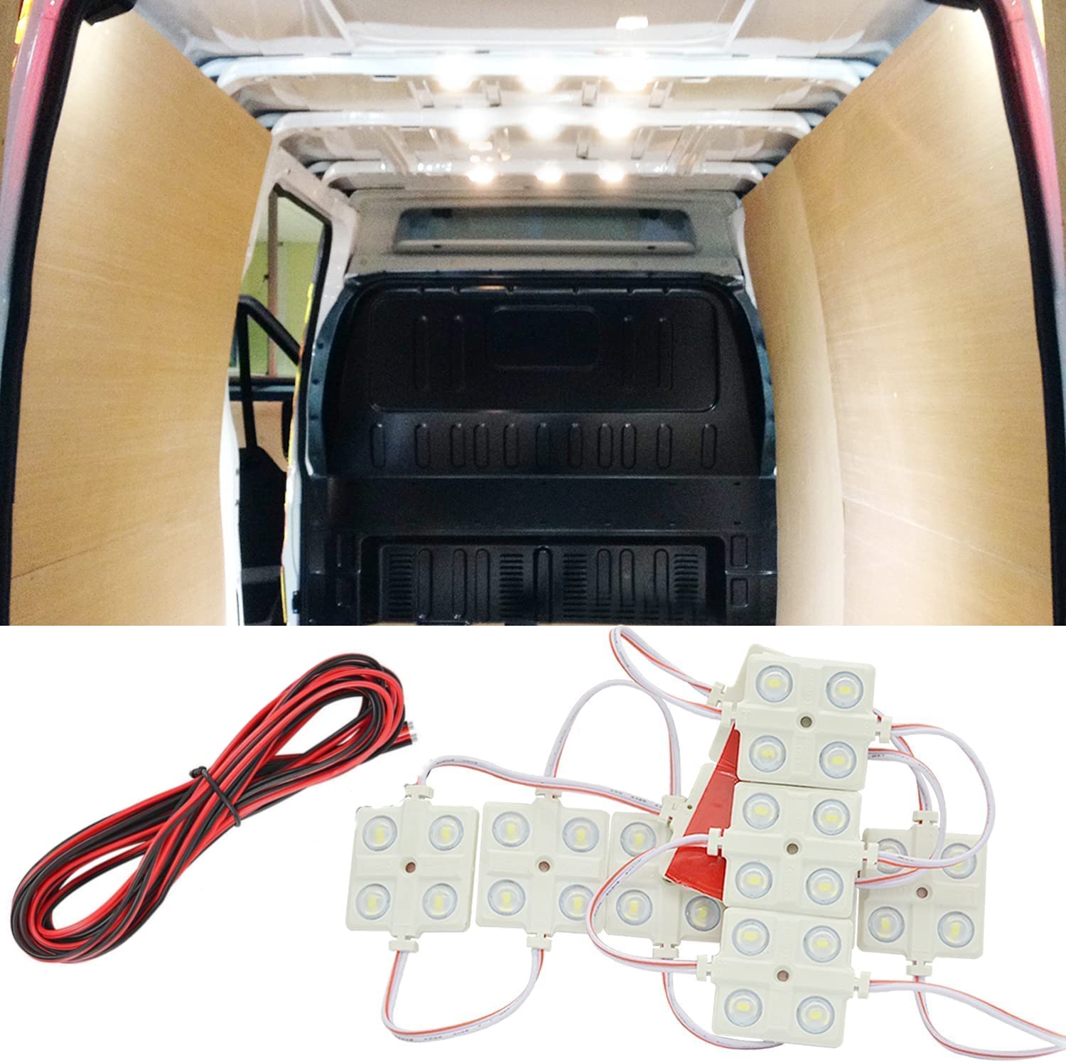 LED-Deckenleuchten-Set für Van, Wohnmobil, Boote, Wohnwagen, Anhänger, Universal, 10 Module, weiß, 12 V, 40 LEDs, Innenbeleuchtung, Van LKW, DC12 V, 5 m von AzulLanse