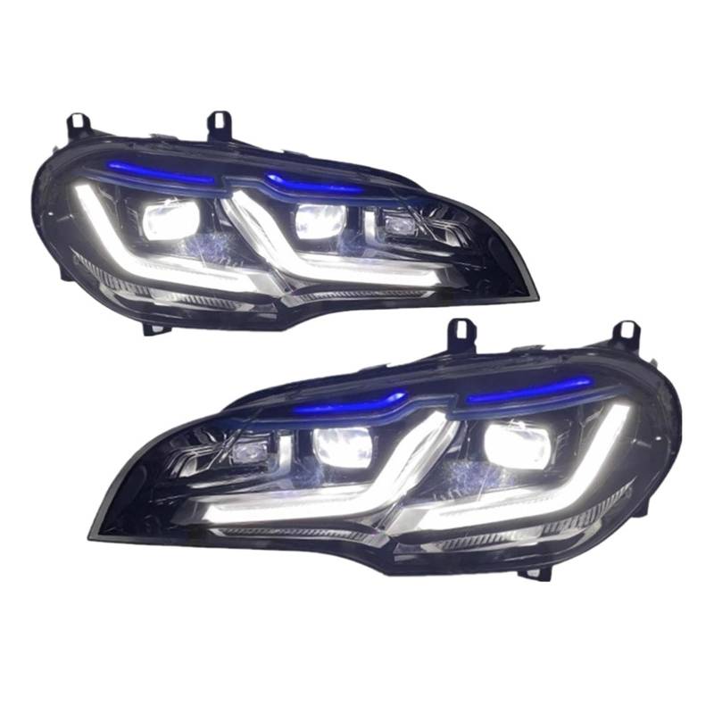 Auto Front Lichter Kompatibel for BMW E70 LED Scheinwerfer 2007-2013 Scheinwerfer X5 DRL Blinker Hohe Abblendlicht angel Eyes Projektor Objektiv(NO AFS_11-13) von BAABLIY