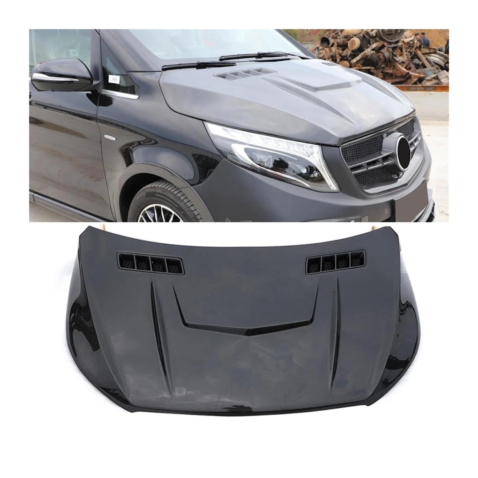 Auto Front Motorhaube Abdeckung Trim Kompatibel for Mercedes V Klasse V250 V220d 2015-2019 Auto Motorhaube Trim Abdeckung Carbon Faser von BAABLIY