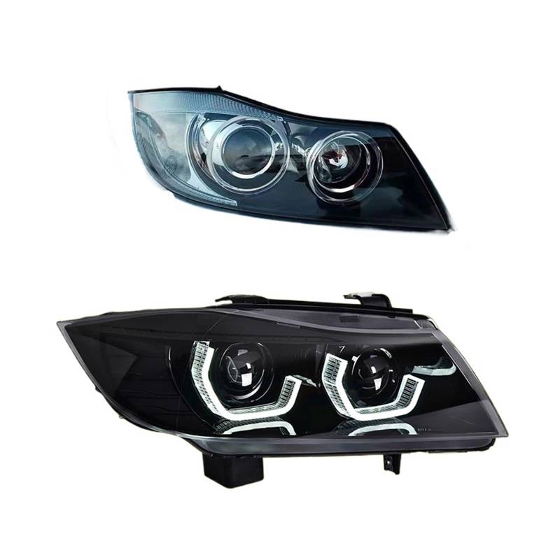 Auto Styling Kopf Lampe Kompatibel for BMW E90 Scheinwerfer 2005-2012 320i 318i 323i 325i E90 LED Scheinwerfer projektor Automotive Zubehör(L-ED-01) von BAABLIY