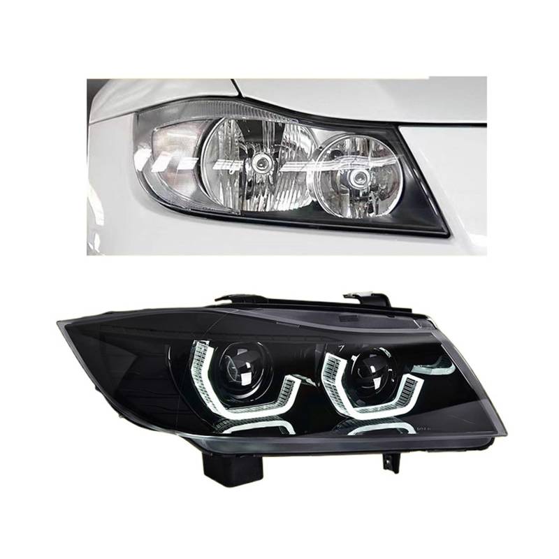 Auto Styling Kopf Lampe Kompatibel for BMW E90 Scheinwerfer 2005-2012 320i 318i 323i 325i E90 LED Scheinwerfer projektor Automotive Zubehör(LED) von BAABLIY