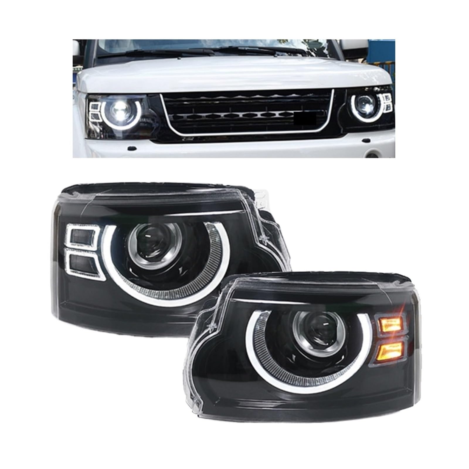 Autoscheinwerfer kompatibel for Discovery 4 2010–2017 Frontleuchte LED DRL Blinker LED Objektiv Projektor Kopflampe Montage(2010-2013,Right Hand Drive) von BAABLIY