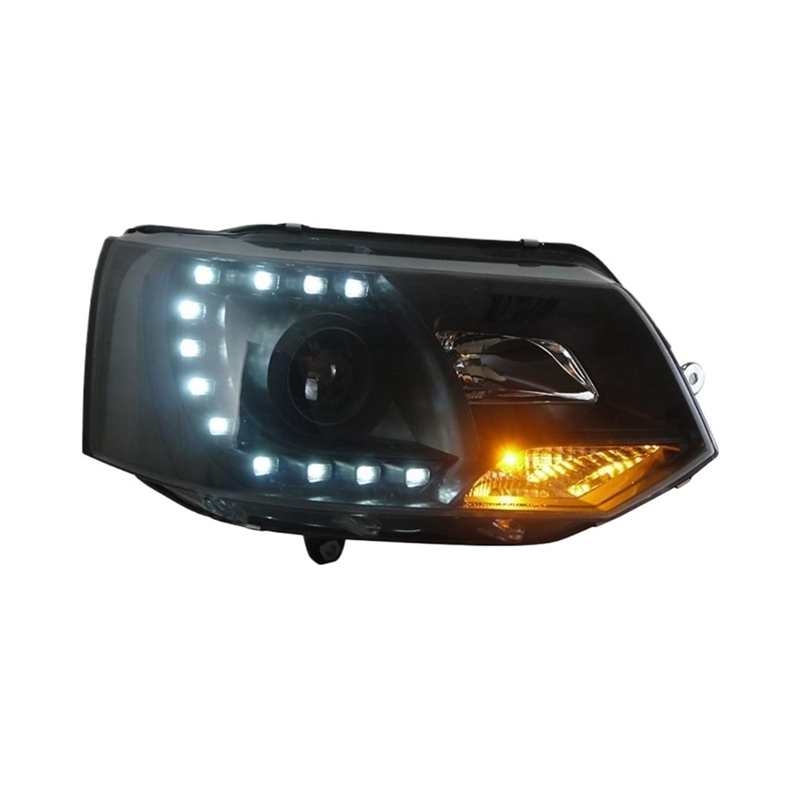 Autozubehör kompatibel for VW T5 Multivan Scheinwerfer 2010–2016 LED-Scheinwerfer DRL-Objektiv Doppelstrahl Bi-Xenon(1_55W) von BAABLIY