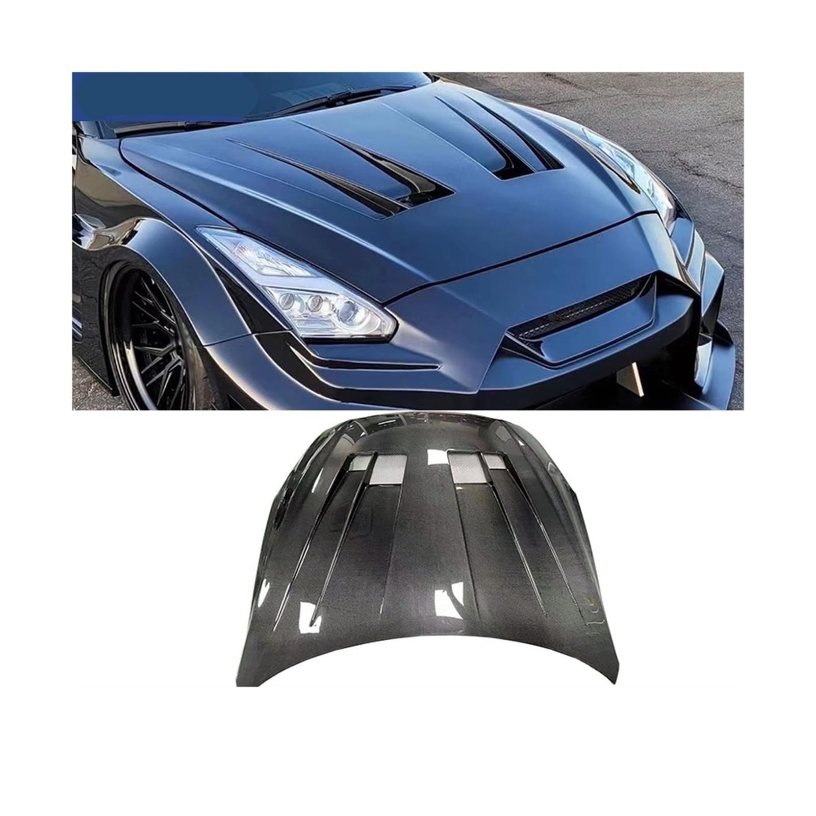 Carbon Fiber FRP Front Motor Abdeckung Motorhaube Haube Kompatibel for Nissan R35 Kompatibel for GT-R Kompatibel for GTR 2009-15 Body Kit(FRP Unpainted) von BAABLIY