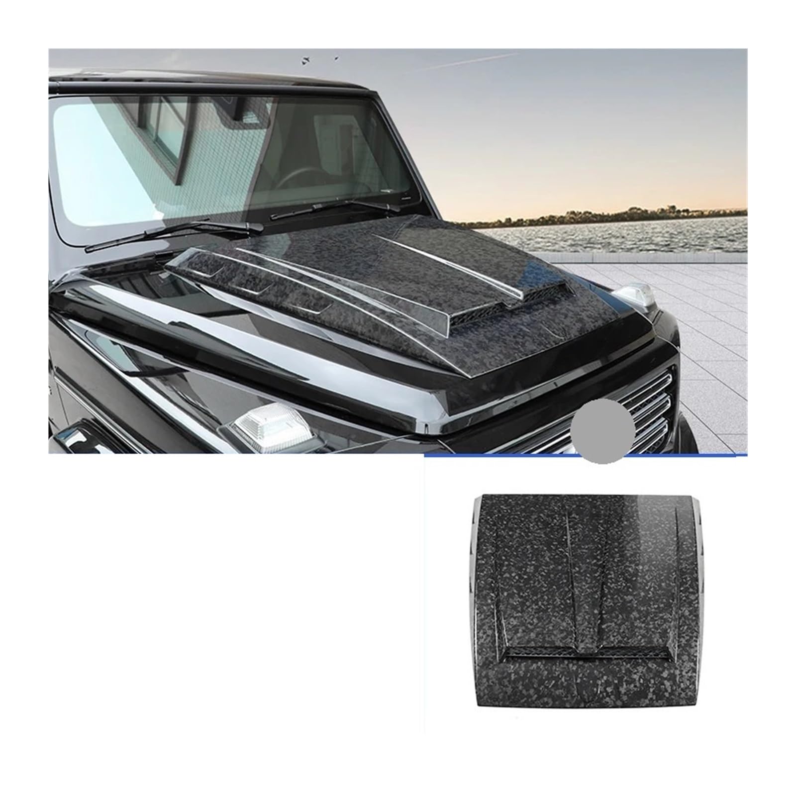 Kohlefaser kompatibel for Mercedes-Benz G-Klasse W464 G500 G55 G63 G350 2019 2020 2021 2022 vordere Motorhauben-Entlüftungsabdeckung(Forging Style) von BAABLIY